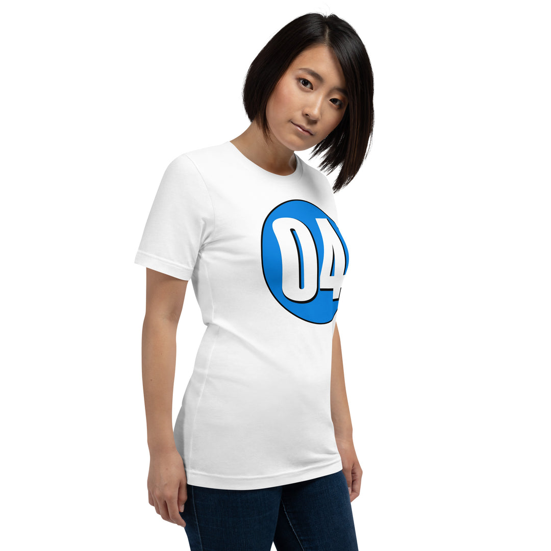 Unisex t-shirt: White on Blue 04