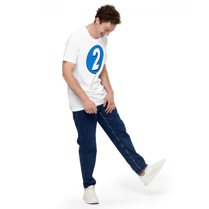 Unisex t-shirt: White on Blue 2