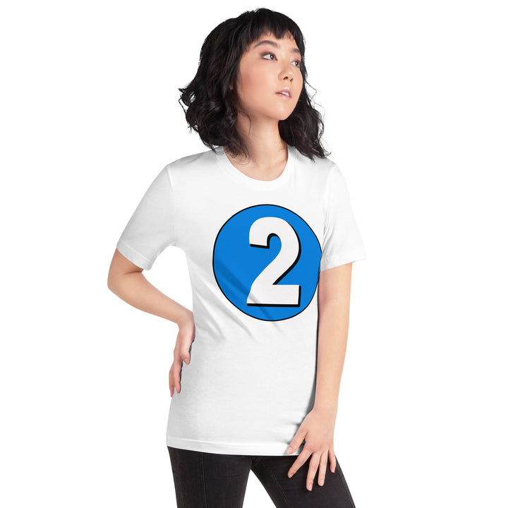 Unisex t-shirt: White on Blue 2