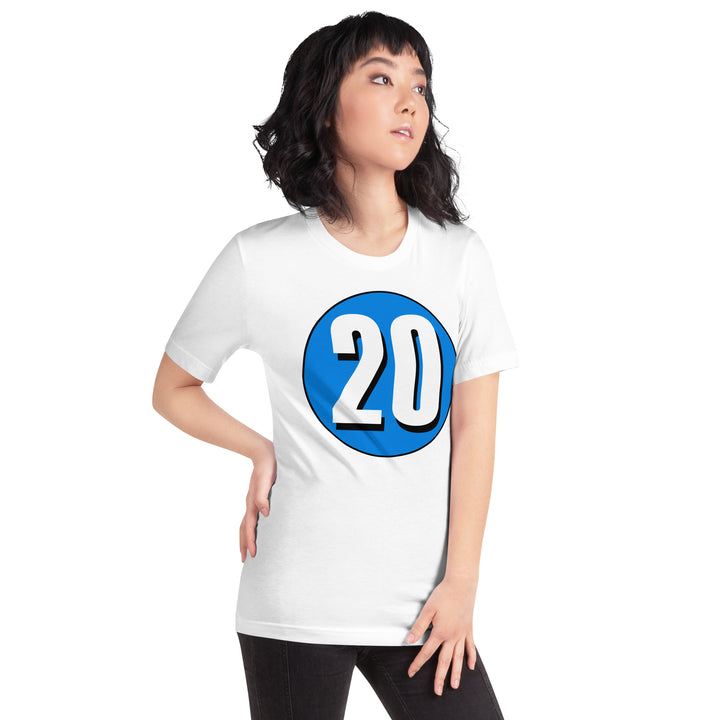 Unisex t-shirt: White on Blue 20