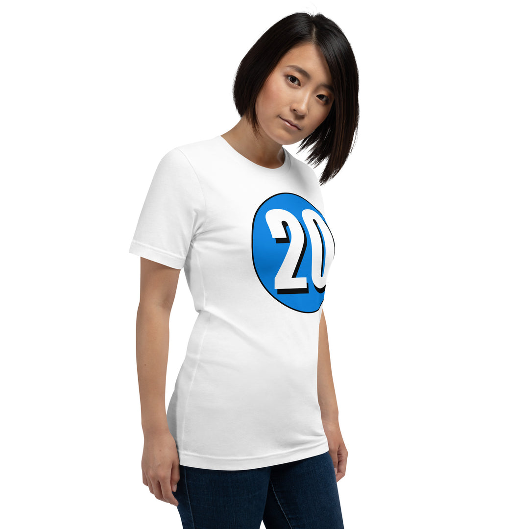 Unisex t-shirt: White on Blue 20