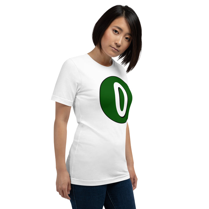 Unisex t-shirt: White on Hunter Green 0