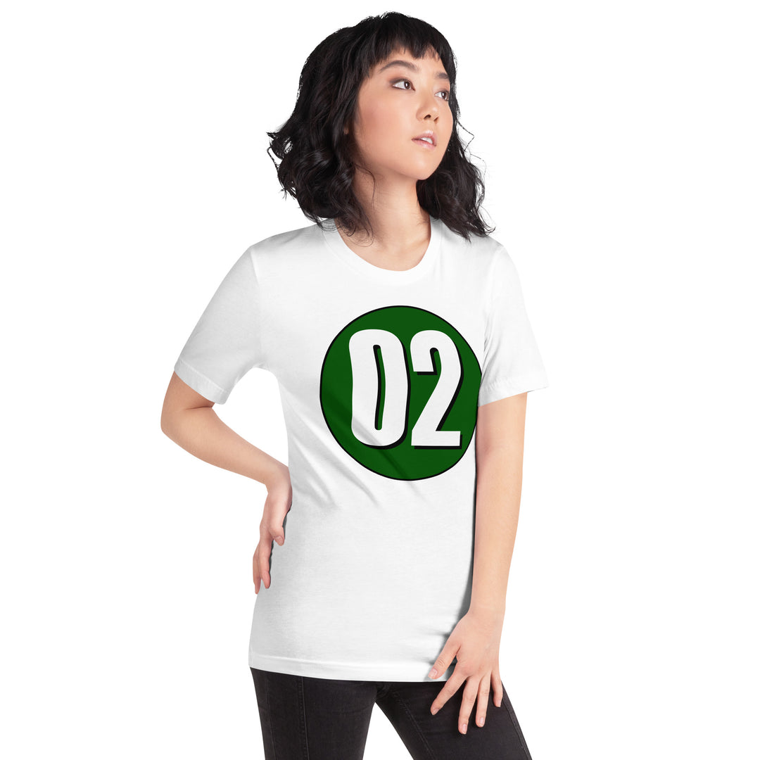 Unisex t-shirt: White on Hunter Green 02