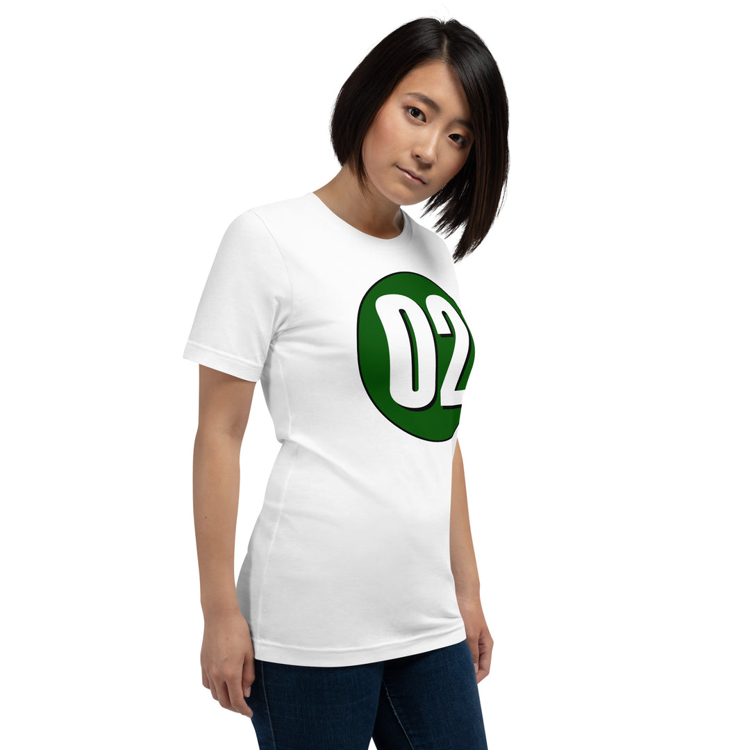 Unisex t-shirt: White on Hunter Green 02