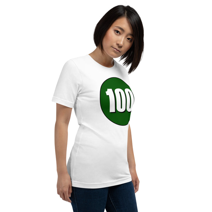 Unisex t-shirt: White on Hunter Green 100