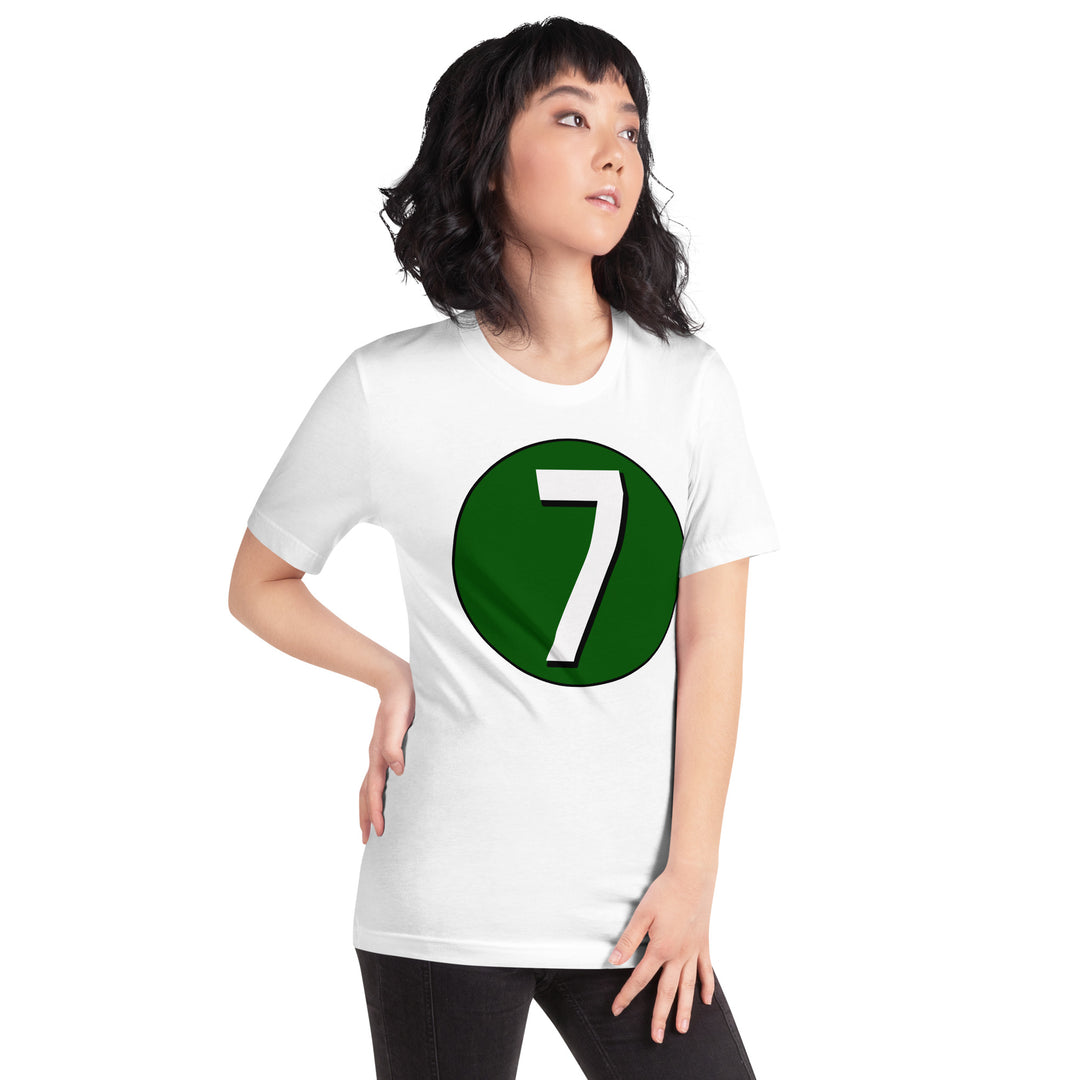 Unisex t-shirt: White on Hunter Green 7