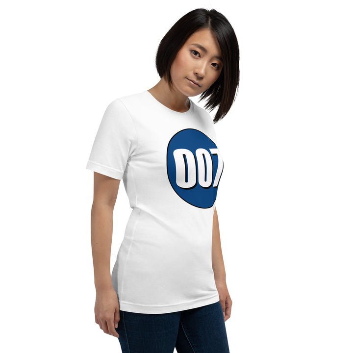 Unisex t-shirt: White on Navy Blue 007