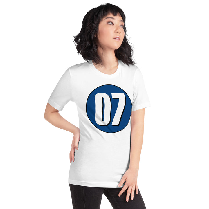 Unisex t-shirt: White on Navy Blue 07