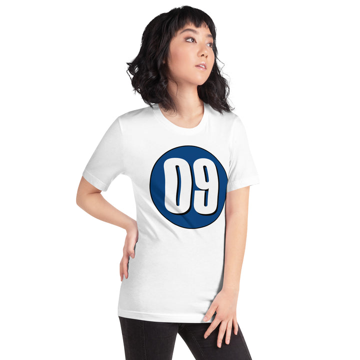 Unisex t-shirt: White on Navy Blue 09