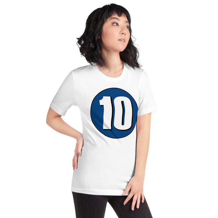 Unisex t-shirt: White on Navy Blue 10