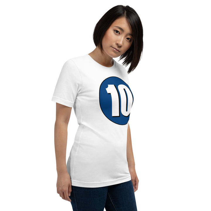 Unisex t-shirt: White on Navy Blue 10