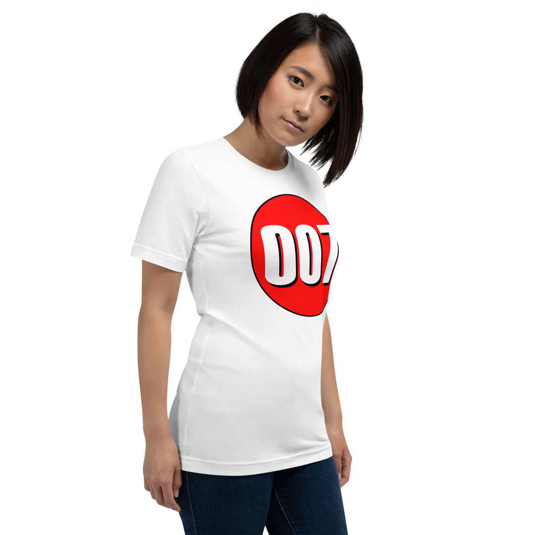 Unisex t-shirt: White on Red 007