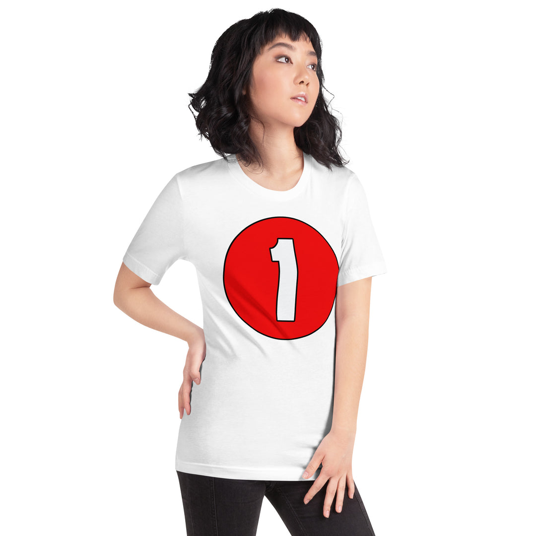 Unisex t-shirt: White on Red 1