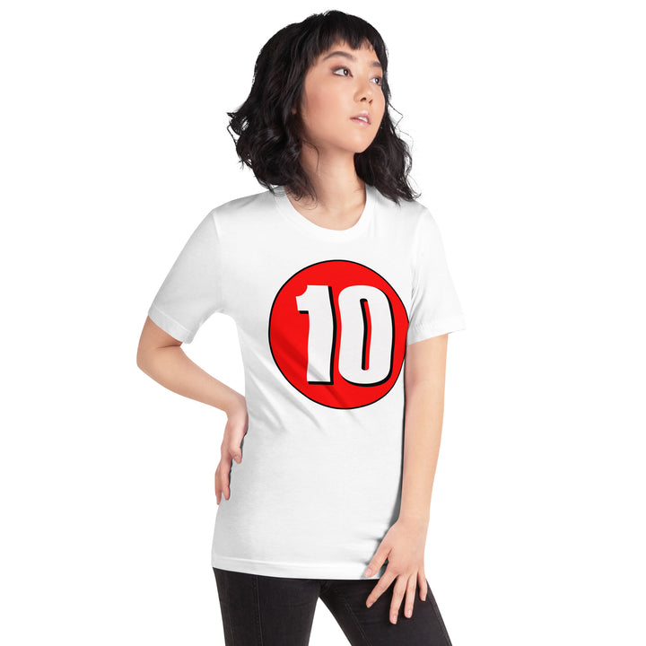 Unisex t-shirt: White on Red 10