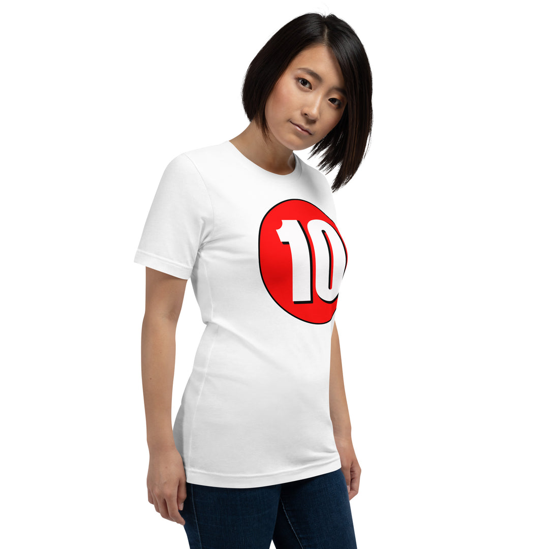 Unisex t-shirt: White on Red 10