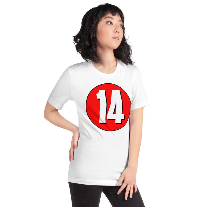 Unisex t-shirt: White on Red 14