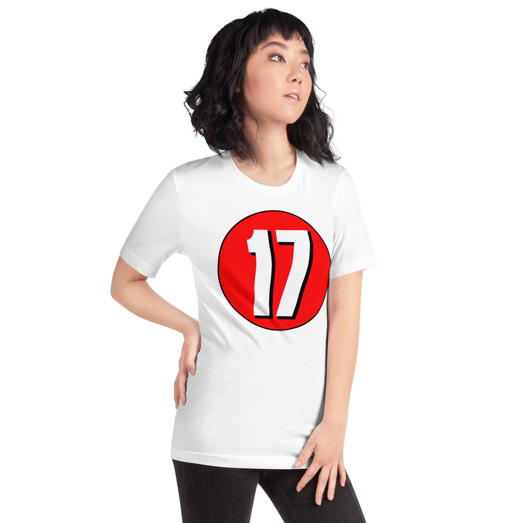 Unisex t-shirt: White on Red 17