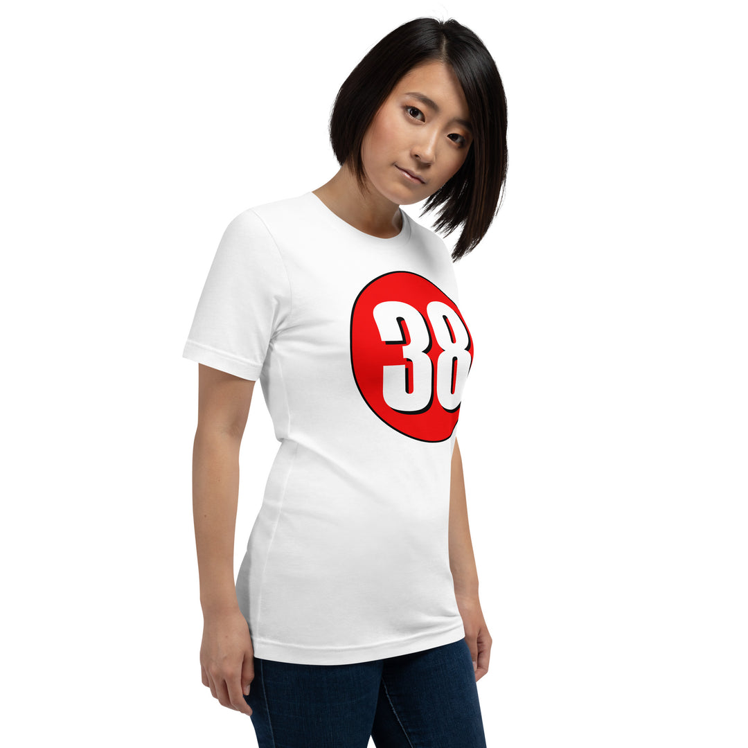 Unisex t-shirt: White on Red 38