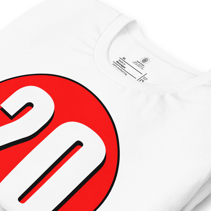Unisex t-shirt: White on Red 20