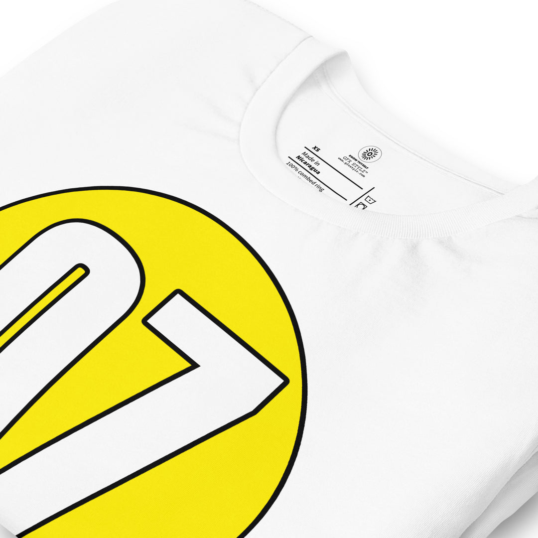 Unisex t-shirt: White on Yellow 07