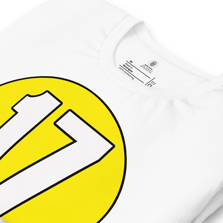 Unisex t-shirt: White on Yellow 17