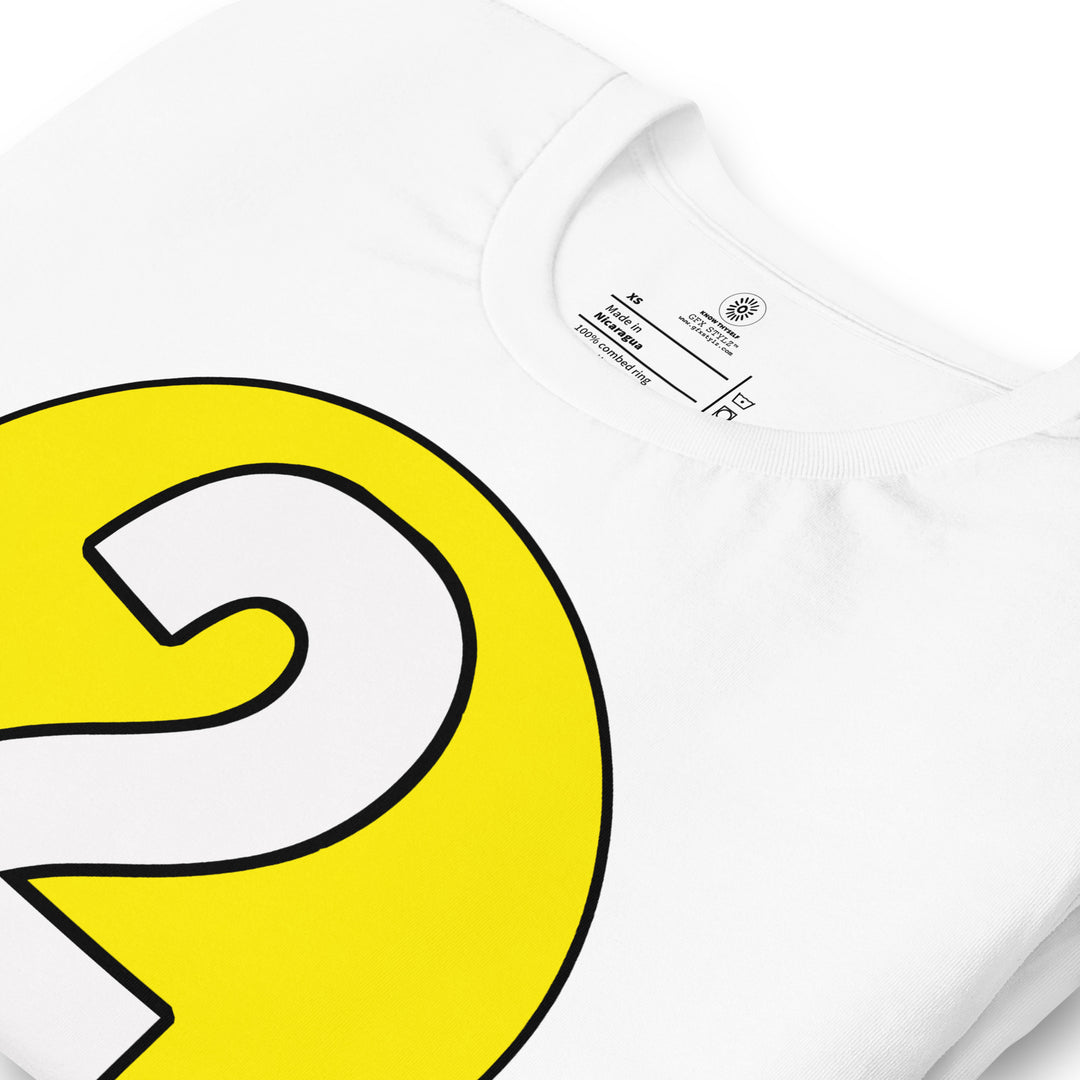 Unisex t-shirt: White on Yellow 2