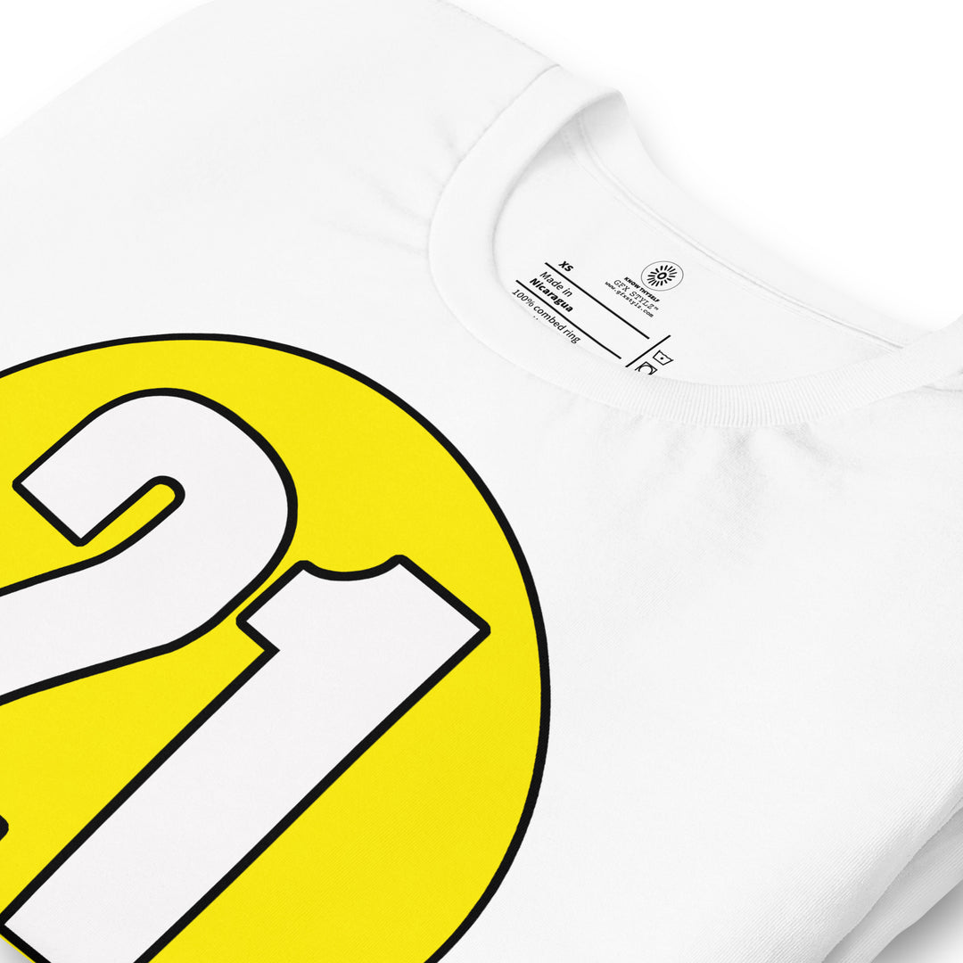 Unisex t-shirt: White on Yellow 21