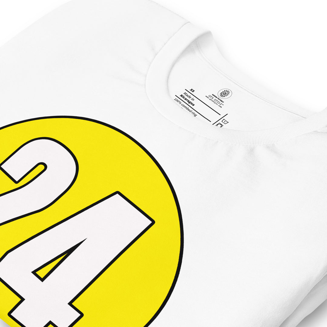 Unisex t-shirt: White on Yellow 24