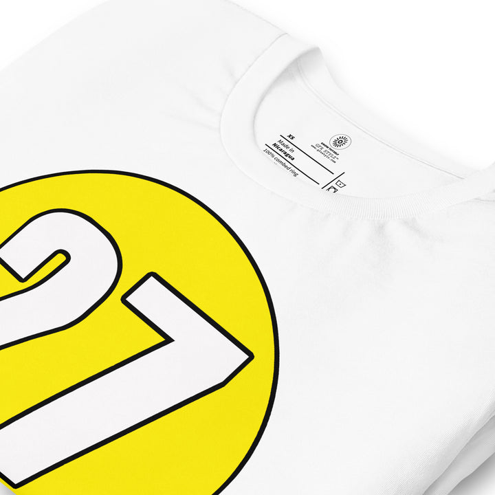 Unisex t-shirt: White on Yellow 27