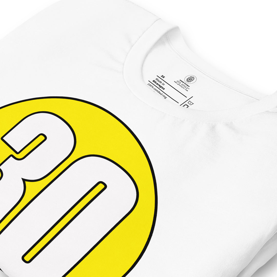 Unisex t-shirt: White on Yellow 30