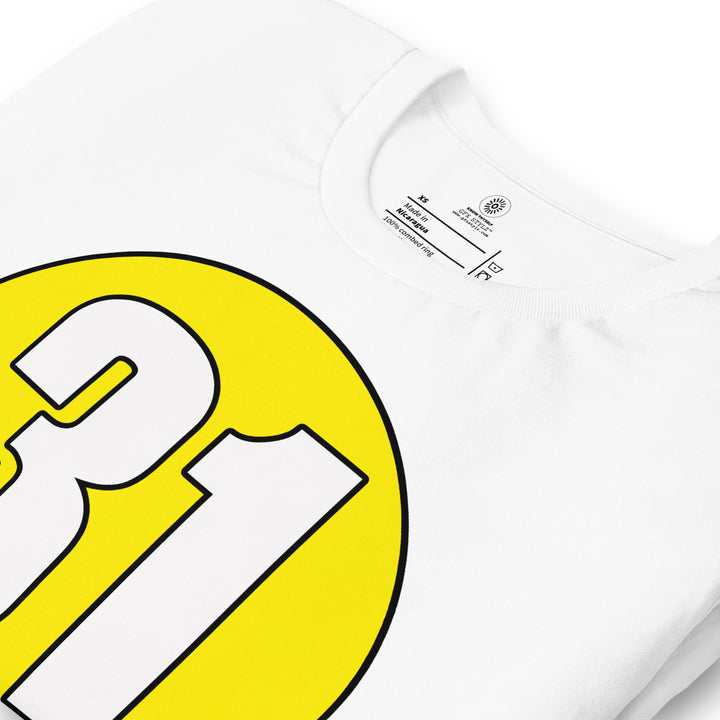 Unisex t-shirt: White on Yellow 31