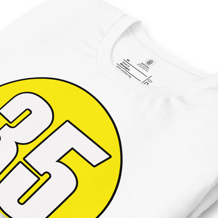 Unisex t-shirt: White on Yellow 35