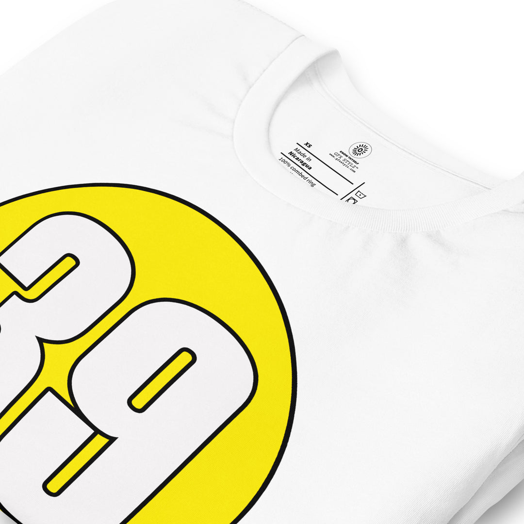 Unisex t-shirt: White on Yellow 39