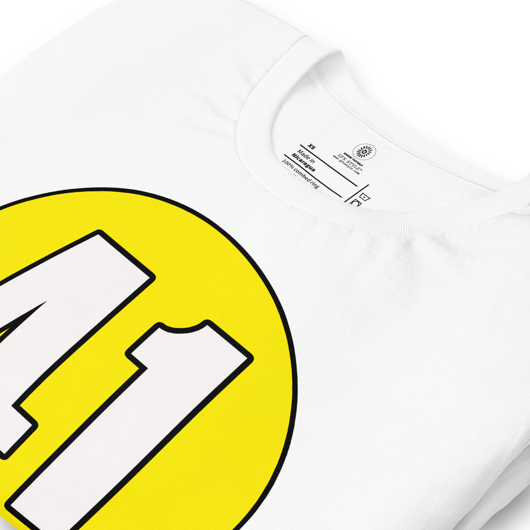 Unisex t-shirt: White on Yellow 41