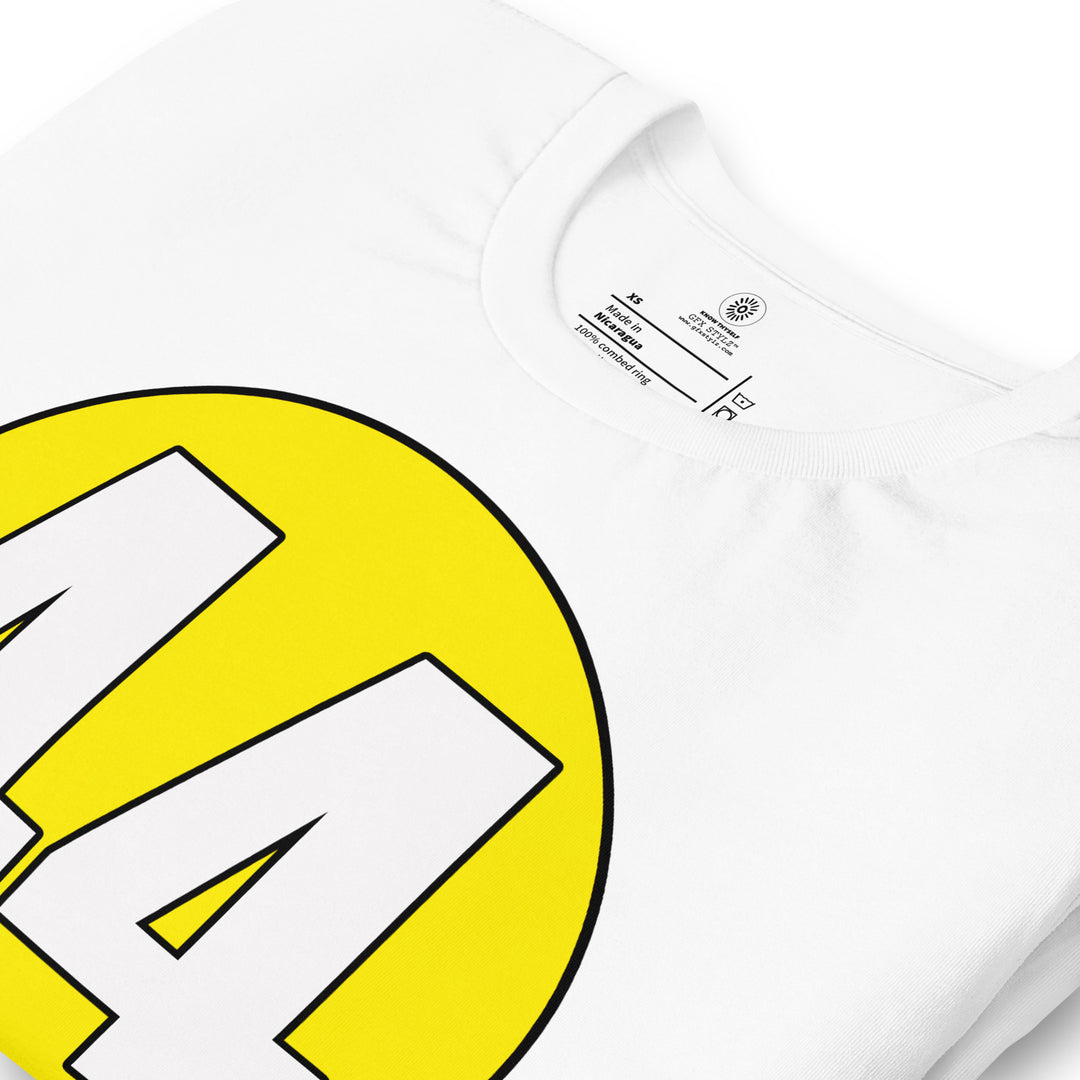 Unisex t-shirt: White on Yellow 44