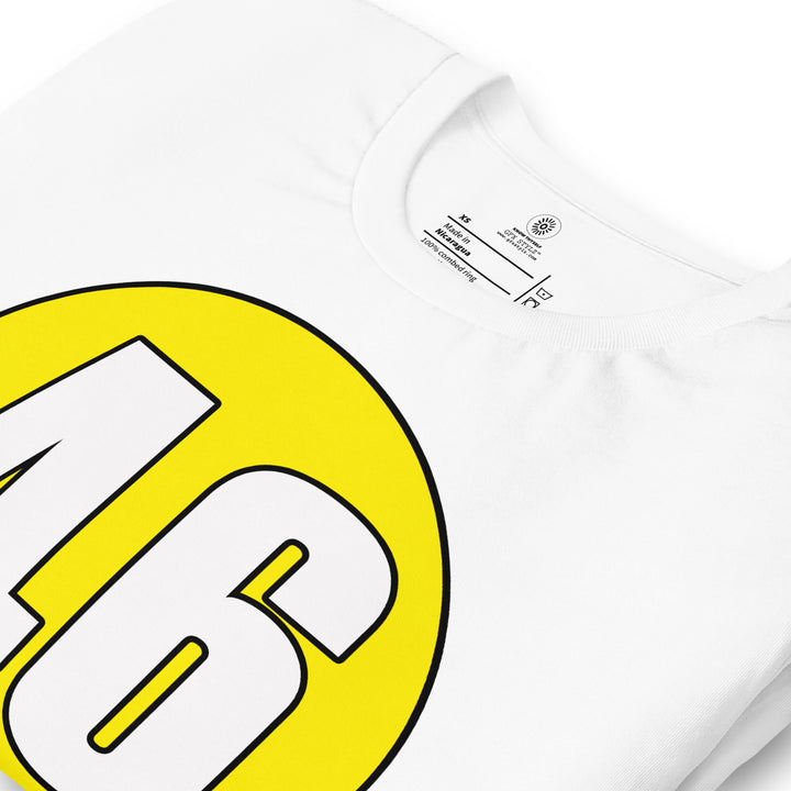 Unisex t-shirt: White on Yellow 46