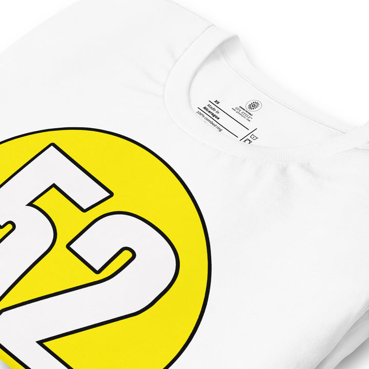 Unisex t-shirt: White on Yellow 52