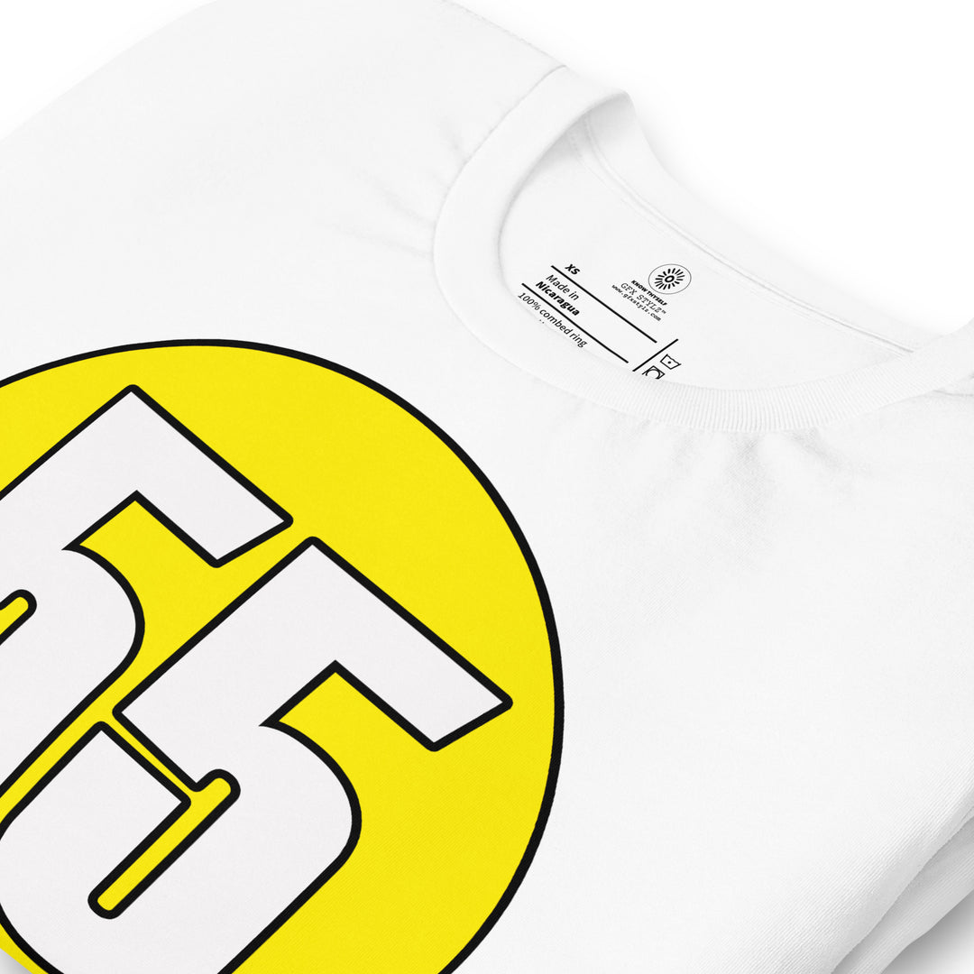 Unisex t-shirt: White on Yellow 55