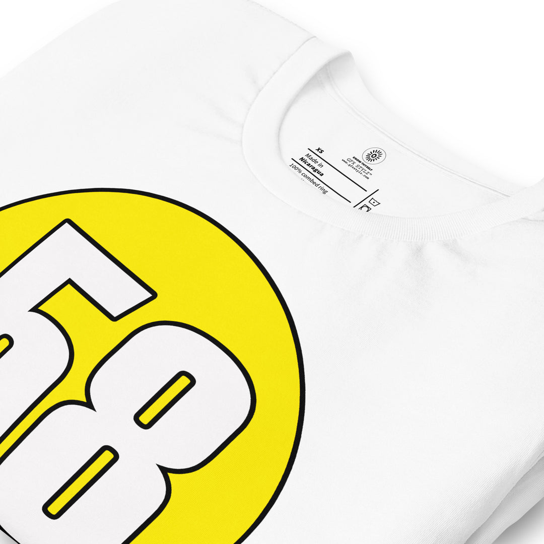 Unisex t-shirt: White on Yellow 58