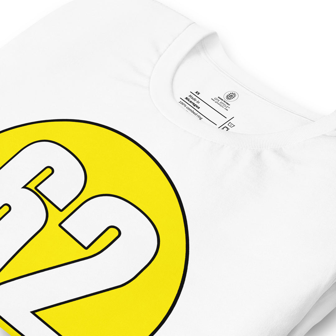 Unisex t-shirt: White on Yellow 62