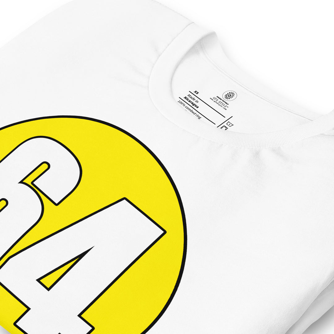 Unisex t-shirt: White on Yellow 64