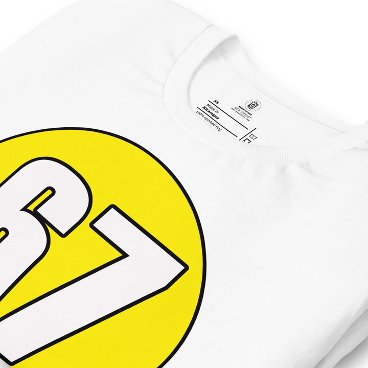 Unisex t-shirt: White on Yellow 67