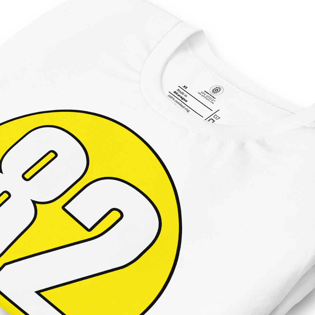 Unisex t-shirt: White on Yellow 82