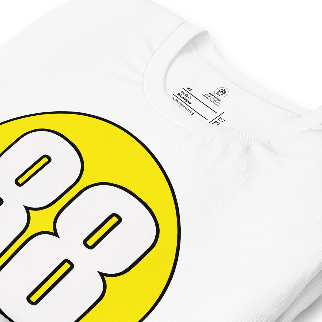 Unisex t-shirt: White on Yellow 88