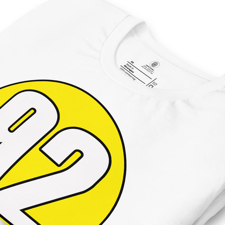 Unisex t-shirt: White on Yellow 92