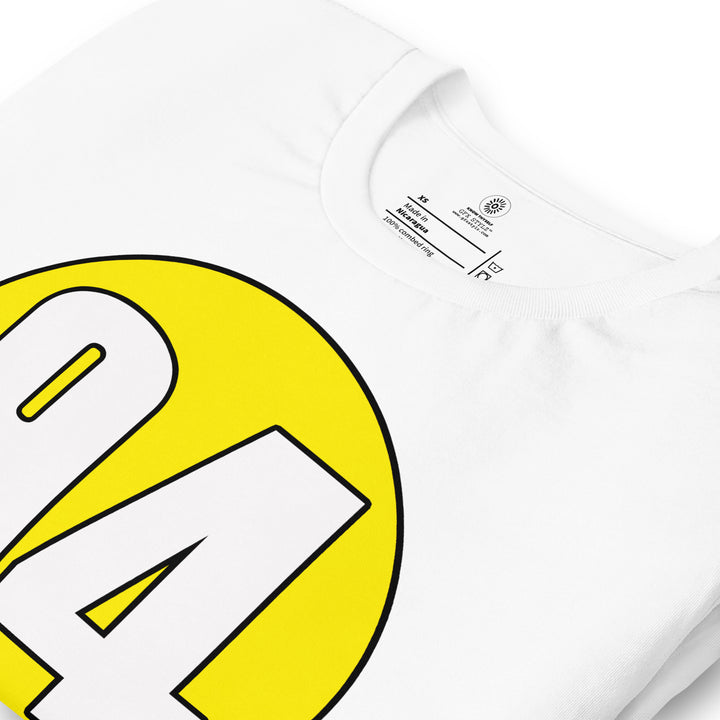 Unisex t-shirt: White on Yellow 94