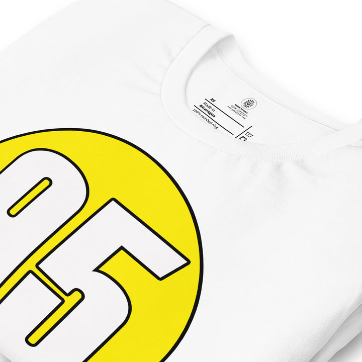 Unisex t-shirt: White on Yellow 95