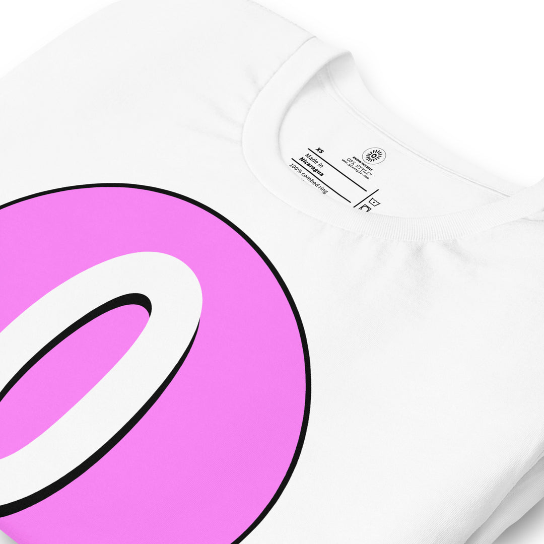 Unisex t-shirt: White on Pink 0