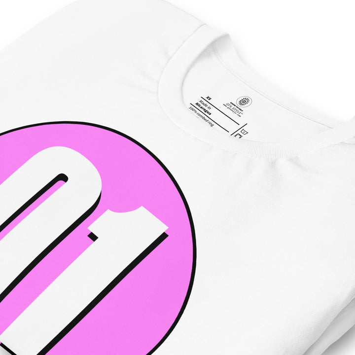 Unisex t-shirt: White on Pink 01