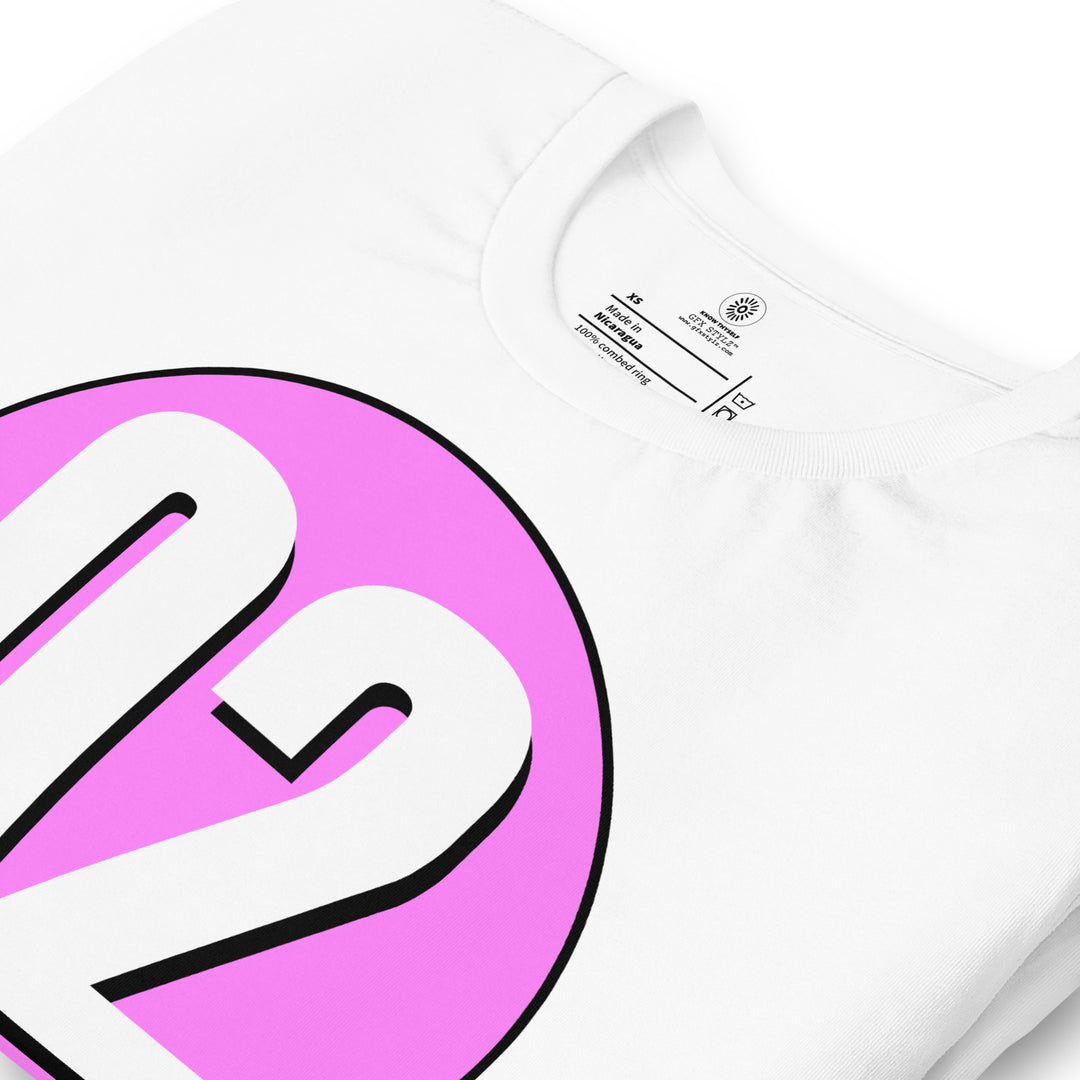 Unisex t-shirt: White on Pink 02